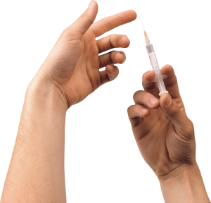 Syringe in hand PNG-12370